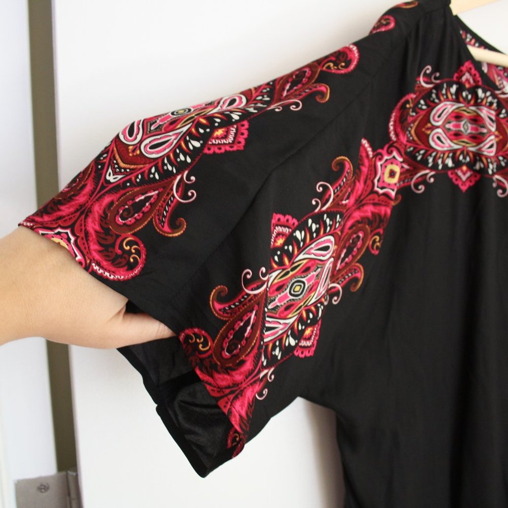 95% Silk boat neck kimono sleeve metallic waist to - Picture 4 of 8